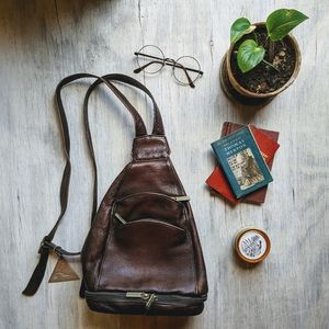 Vintage leather backpack purse